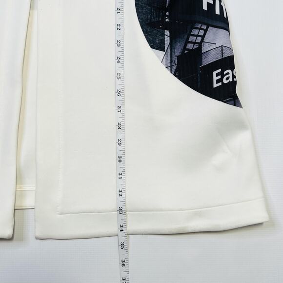 Deca Jacket Womens Large White Black Cityscape Print Graphic Tunic Urban Skyline - Picture 5 of 10